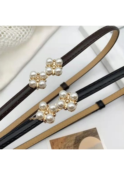 Lüks Ince Kemer Zarif Inci Çift Toka Kaliteli Mat Kadın Kemer Kore Bel Kemeri Elbise Gömlek Giyim Aksesuarları (Yurt Dışından) fırsatları