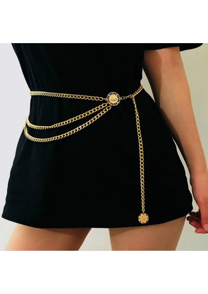 Kadın Moda Kemer Kalça Bel Altın Gümüş Dar Metal Zincir Tıknaz Saçaklar Kristal Elmas Bel Zinciri (Yurt Dışından)