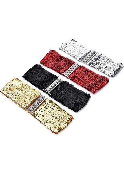 Kadın Parlak Kuşak Moda Metalik Payet Kadın Elbise Kemerleri Altın/siyah/ücretsiz Ize Geniş Streç Kemer (Yurt Dışından)