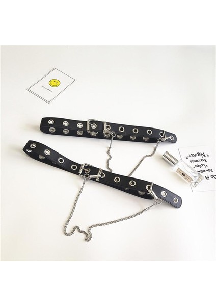 Moda Gotik Suni Deri Kemer Bayan Gümüş Pin Metal Zincir Yüzük Bel Kayışı Punk Dans Kemerleri (Yurt Dışından) fiyatları