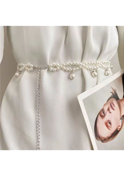 Beyaz Inci Dize Kemer Kadın Elbise Gelinlik Dekorasyon Moda Rahat Lüks Tasarım Bel Zinciri Gotik Ins Ince Kuşak (Yurt Dışından) fiyatları