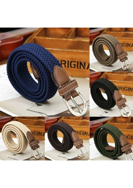 Erkekler Kadınlar Elastik Streç Bel Kemeri Tuval Streç Örgülü Elastik Dokuma Kemer 2cm Geniş Sıcak Metal Esnek Kemer Erkekler Için (Yurt Dışından)