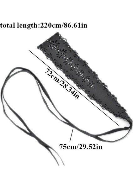 Kadınlar Içi Boş Pu Kemer Çiçek Desen Geniş Yay Kemer Yumuşak Suni Deri Geniş Kemer Kendinden Kravat Wrap Bel Elastik Korse Rahat Kemer (Yurt Dışından) fiyatları