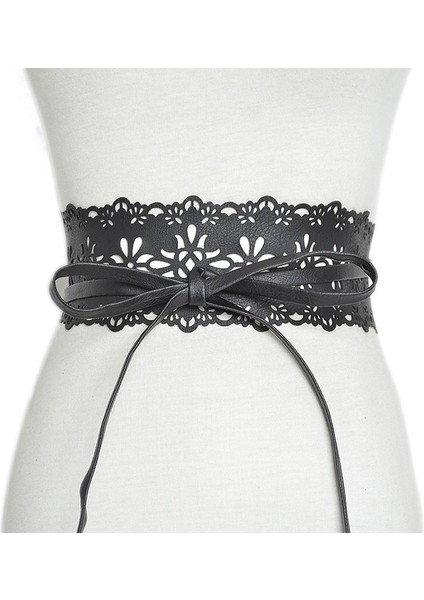 Kadınlar Içi Boş Pu Kemer Çiçek Desen Geniş Yay Kemer Yumuşak Suni Deri Geniş Kemer Kendinden Kravat Wrap Bel Elastik Korse Rahat Kemer (Yurt Dışından) modelleri