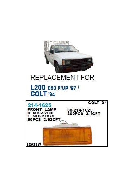 DEPO-214-1625R-AE - Tampon Sınyal Lambası Sag-(Mıtsubıshı: L200 87>98 )