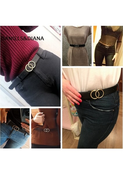 Çift Halka Kadın Kemer Moda Bel Kemeri Pu Deri Metal Toka Kalp Pin Kemerler Bayanlar Eğlence Elbise Kot Vahşi Kemer (Yurt Dışından) modelleri