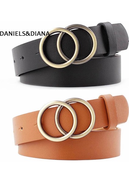 Çift Halka Kadın Kemer Moda Bel Kemeri Pu Deri Metal Toka Kalp Pin Kemerler Bayanlar Eğlence Elbise Kot Vahşi Kemer (Yurt Dışından) indirimleri