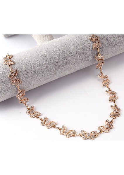 Trendy Parlak Kelebek Rhinestones Kadın Ince Kemer Altın Gümüş Metal Ayarlanabilir Bel Kemeri Punk Ince Vücut Zincirler Elbise Dekor (Yurt Dışından) indirimleri