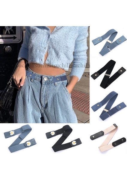 Yeni Kadın Kemer Tokasız Katı Kemerler Dikişsiz Jean Pantolon Elbise Ayarlanabilir Streç Bel Kemeri Şık Görünmez Kemer (Yurt Dışından)