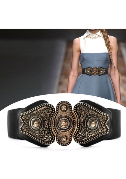 Moda Vintage Artı Boyutu Korse Kemer Siyah Deri Bel Kemerleri Kadınlar Için Geniş Elastik Büyük Femme Elbise 2022 (Yurt Dışından) modelleri