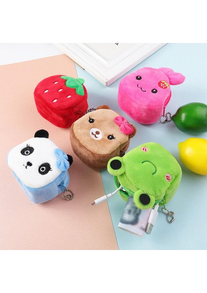 Yumuşak Peluş Mini Para Cüzdan Panda Köpek Tavşan Kurbağa Karikatür Kadın Bozuk Para Cüzdanı Sevimli Fermuar Kızlar USB Kablosu Çanta Anahtar Cüzdan Bozuk Para Kesesi (Yurt Dışından)