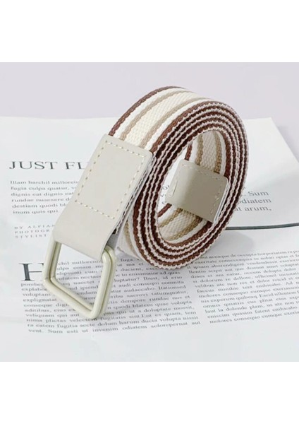 Kaliteli Moda Rahat Erkek Kanvas Kemer Metal Çift Halkalı Kare Toka Renkli Kemer Tasarımcısı Kadın Genç Kemerleri (Yurt Dışından) fırsatları