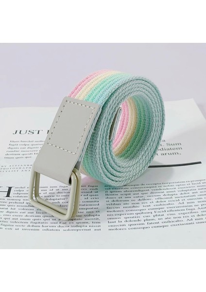 Kaliteli Moda Rahat Erkek Kanvas Kemer Metal Çift Halkalı Kare Toka Renkli Kemer Tasarımcısı Kadın Genç Kemerleri (Yurt Dışından) indirimleri