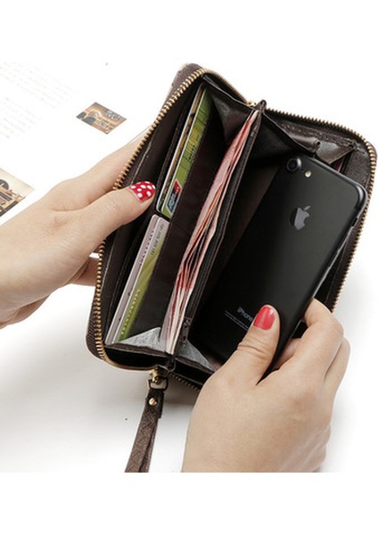 Yeni Kadın Gül Baskı Cüzdan Uzun Çanta Moda Vahşi Fermuarlı Debriyaj Çanta Çoklu Kart Cüzdan Çanta Kart Sahibinin Cartera Para Çantası (Yurt Dışından) fırsatları