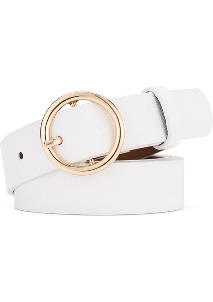 Unioomph Düz Renk Kemer Yuvarlak Toka Yumuşak Deri Aşınmaya Dayanıklı Moda Retro Klasik Kemer (Yurt Dışından) fiyatları