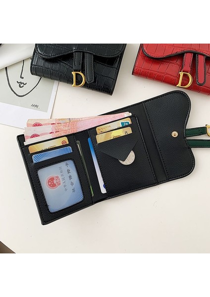 [happytree] Layrussı Lüks Bayan Cüzdan Kadın Kısa 2022 Yeni Timsah Desen Kabartmalı D-Şekilli Toka Bozuk Para Cüzdanı Üç Katlı Kart Sahibinin (Yurt Dışından) modelleri