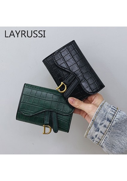 [happytree] Layrussı Lüks Bayan Cüzdan Kadın Kısa 2022 Yeni Timsah Desen Kabartmalı D-Şekilli Toka Bozuk Para Cüzdanı Üç Katlı Kart Sahibinin (Yurt Dışından) indirimleri