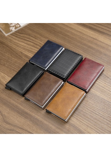 Yeni Erkekler Akıllı Cüzdan Kredi Banka Kartı Tutucu Moda Çanta Alüminyum Alaşımlı Iş Rahat Mini Cüzdan Pu Çanta (Yurt Dışından)
