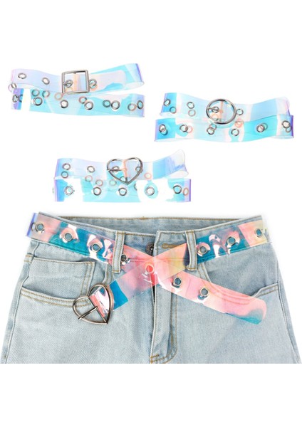 Moda Şeffaf Kadın Kemer Holografik Kemer Temizle Bel Kemeri Metal Pin Toka Lazer Bel Kemerleri Kadınlar Için Kemer (Yurt Dışından) fiyatları