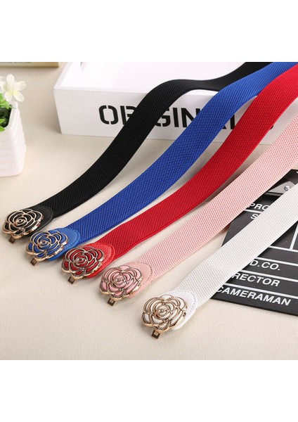 Yeni Varış Kadın Moda Kemer Vintage Metal Çiçek Streç Elastik Bant Toka Bel Kemeri Siyah Beyaz Pembe Kırmızı Mavi (Yurt Dışından) fırsatları