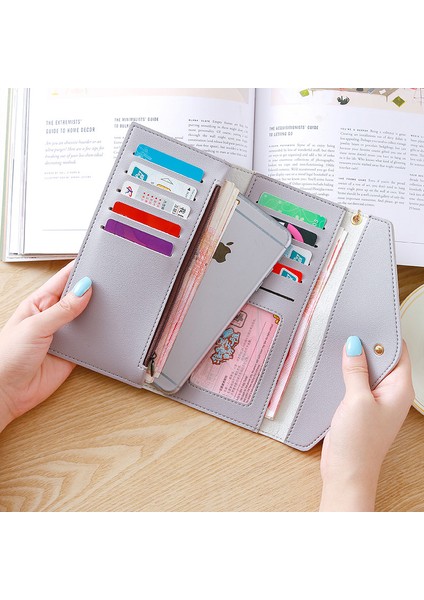 Yeni Marka Deri Kadın Cüzdan Kaliteli Tasarım Çile Düz Renk Kart Çanta Uzun Kadın Çanta 5 Renk Bayan Cüzdan Billetera (Yurt Dışından) modelleri