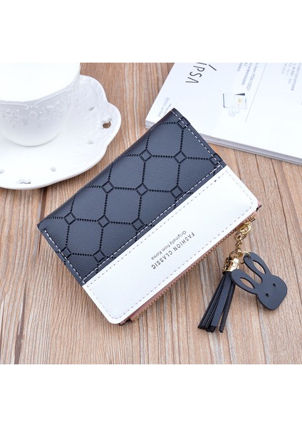 Yeni Varış Kısa Kadın Cüzdan Püskül Fermuar Çanta Patchwork Moda Panelli Cüzdan Trendy Bozuk Para Cüzdanı Kart Sahibinin Deri (Yurt Dışından)