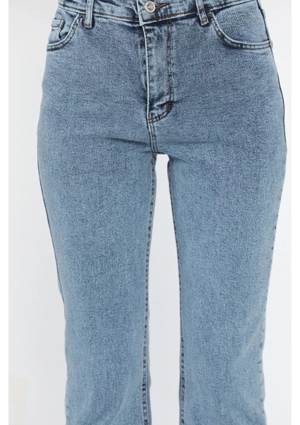 Kesik Paça Yüksek Bel Kadın Jean Kot Pantolon fırsatları