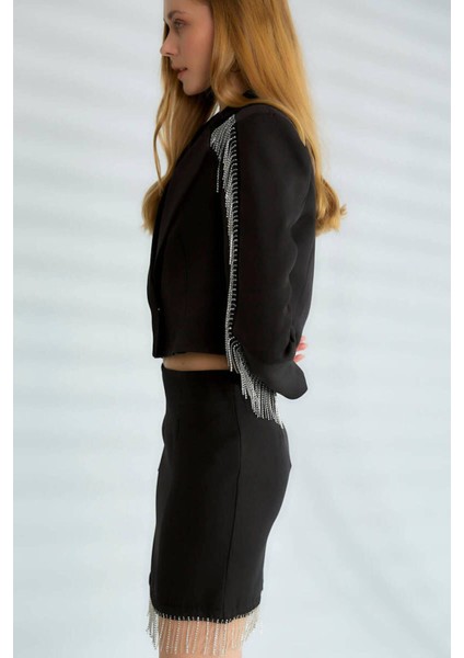 Robin Kadın Etek Ucu Taşlı Mini Etek fiyatları