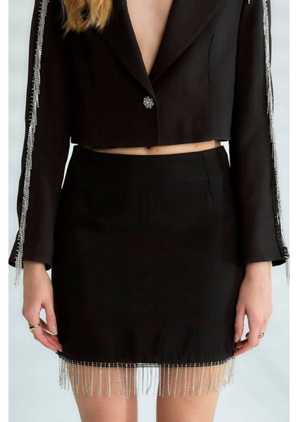 Robin Kadın Etek Ucu Taşlı Mini Etek modelleri