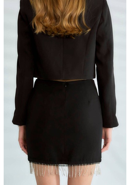 Robin Kadın Etek Ucu Taşlı Mini Etek fırsatları