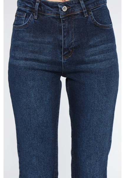 Kesik Paça Yüksek Bel Kadın Jean Kot Pantolon fırsatları