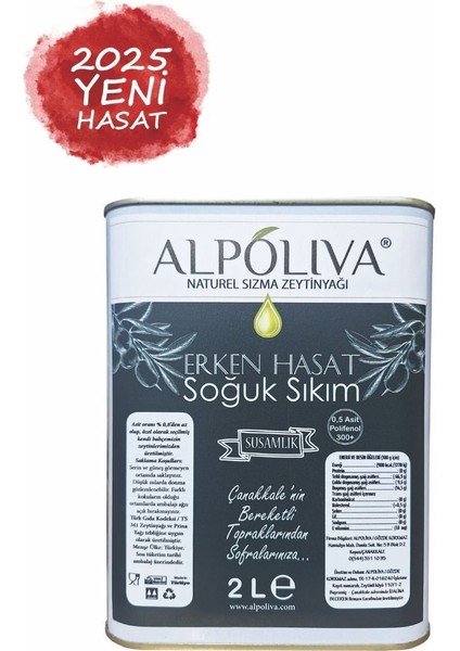 Erken Hasat Soğuk Sıkım Naturel Sızma Zeytinyağı 2 lt modelleri