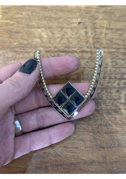 6x5 cm Delikli Siyah Taşlı Kolye Takı Yapım Aparatı