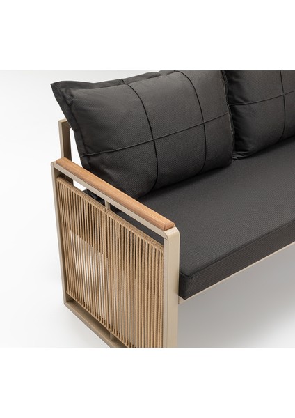 Monisa (Masa ve Puflu) Köşe Takımı Siyah-Kahve (Balkon-Bahçe-Mutfak) modelleri