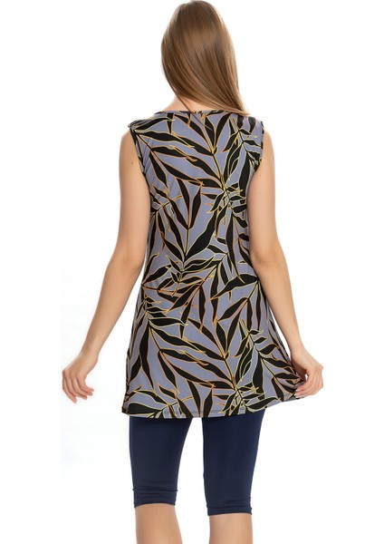 Sıfır Kol Taytlı Yarı Kapalı Mayo 151-502 Gri fiyatları