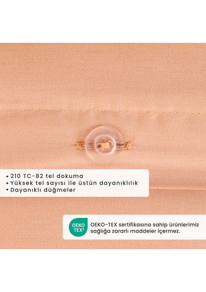 Pamuk Saten Supreme Çift Kişilik Nevresim Seti Somon (200 x 220 cm )