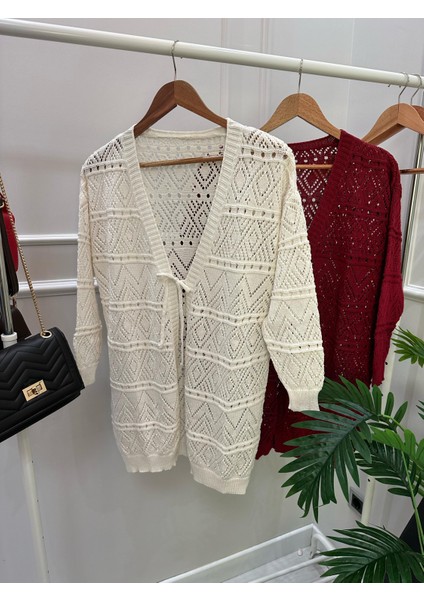 Ajurlu Bağlamalı Mevsimlik Triko Hırka BK-4361