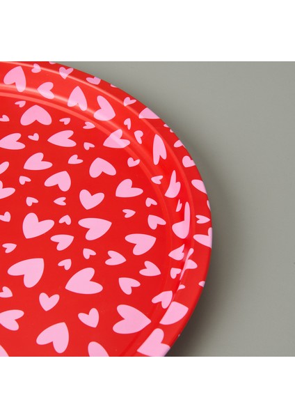 Kalpli Metal Tepsi - Kırmızı / Pembe - 35X35 cm fırsatları