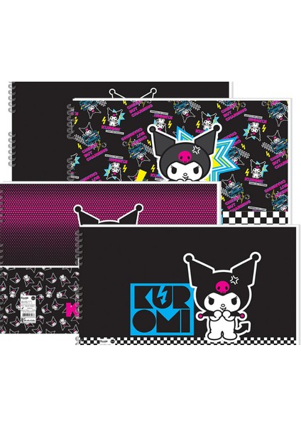 Kuromi 4 Lü Set Hatıra +Resim+Çizgili Stickerli +Not Defteri