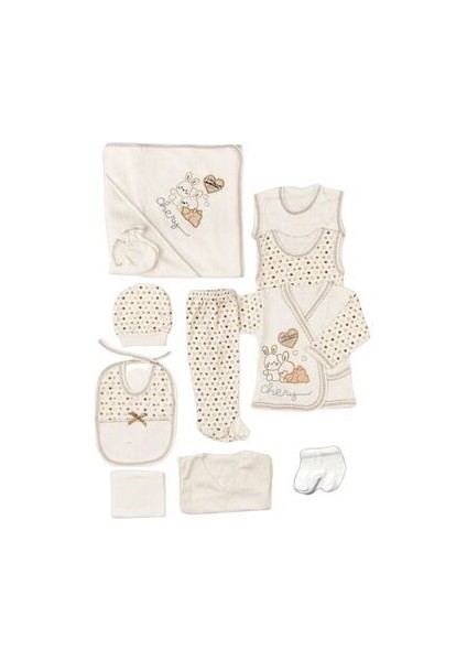 11 Parça Tavşan Nakışlı Kahverengi Hastane Çıkışı Yeni Doğan Zıbın Set fiyatları