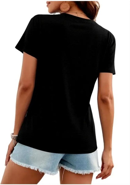 Kadın Baskılı Kadın Oversize V Yaka T-Shirt Salaş fiyatları
