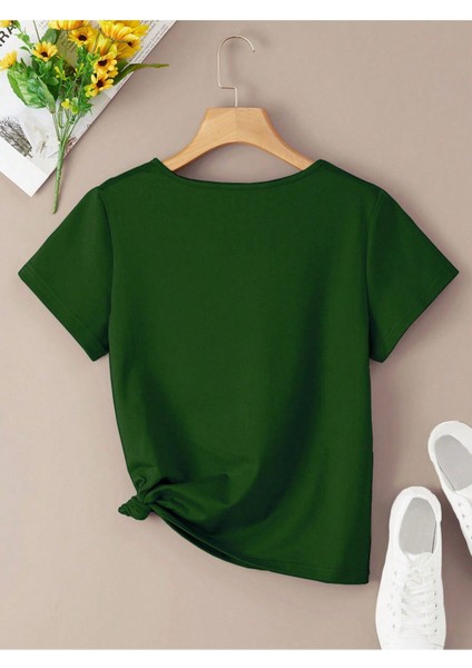 Kadın V Yaka Baskılı & Düz Beyaz Oversize T-Shirt Salaş Boyfirend fiyatları