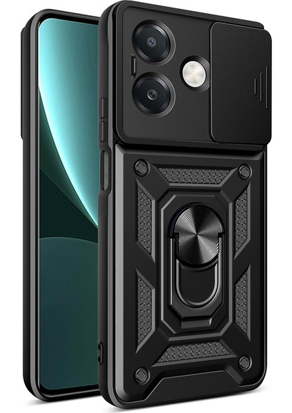 Oppo A3 Uyumlu Kılıf Yüzüklü Standlı Pars Siyah
