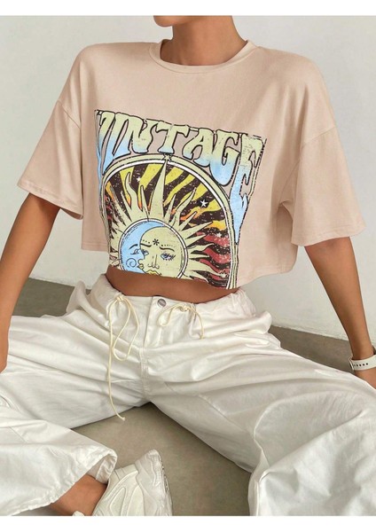 Kelebek Baskılı Kadın Oversize Gri Salas T-Shirt Boyfriend fırsatları