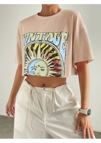 Kelebek Baskılı Kadın Oversize Gri Salas T-Shirt Boyfriend indirimleri