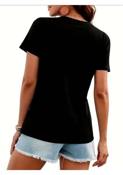 Kadın Baskılı Kadın Oversize V Yaka T-Shirt Salaş fiyatları
