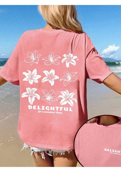 Kadın Peace And Love Baskılı Oversize T-Shirt