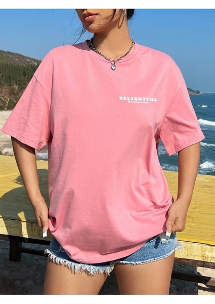 Kadın Peace And Love Baskılı Oversize T-Shirt modelleri