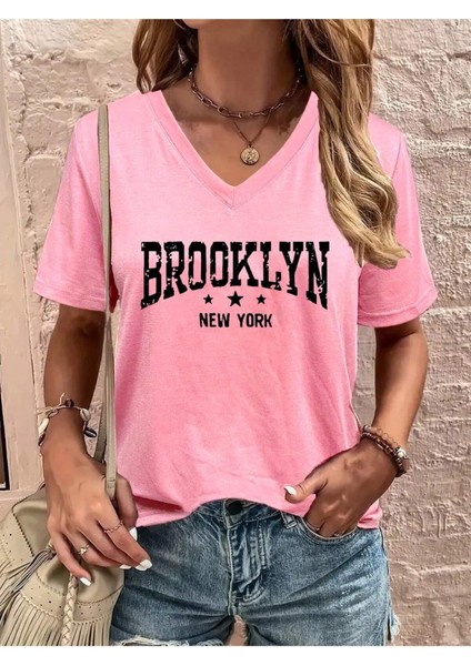 Kadın Oversize Salas V Yaka T-Shirt Salaş