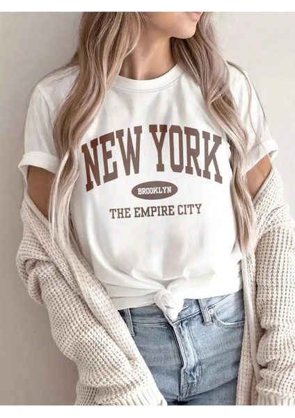 Kadın Antrasit Optimism Baskılı Oversize Bisiklet Yaka Salaş